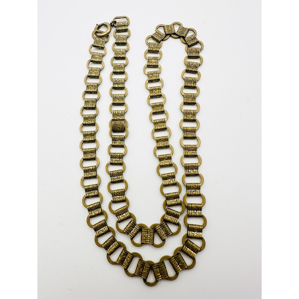 Vintage Gold Tone Brass Book Chain Victorian